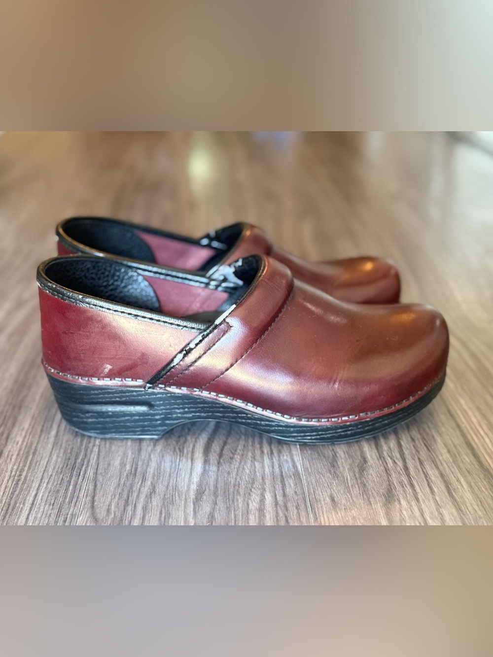 Dansko Burgundy Leather Clogs